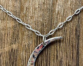Sterling Silver Moon Pendant - Super SHINY Hammered Large