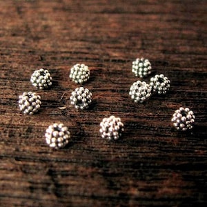 10 Carpet Granulated  Beads - Fancy Spacer Beads - 3mm Round Beads - Oxidized Artisan Small Focal Points Legacy Silver MB236