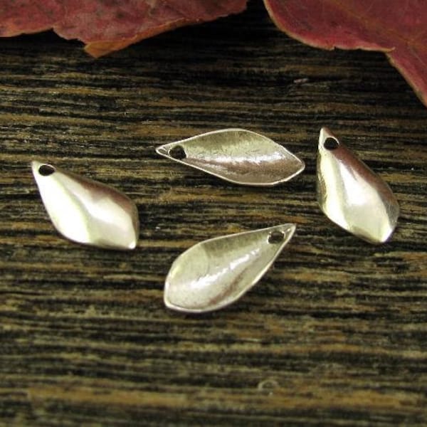 4 or 10 lil Teardrop - Leaf Dangles or Charms in Sterling Silver,  12 x 6mm - Oakhill Legacy Silver Supplies C36/a