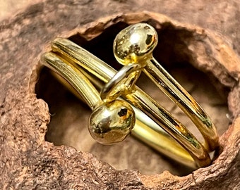 Gold Vermeil Adjustable Dangle Ring With Center Loop - Everyday - Charm Ring - Classic - Minimalist - Dangle Ring Gift - Legacy Supplies R7