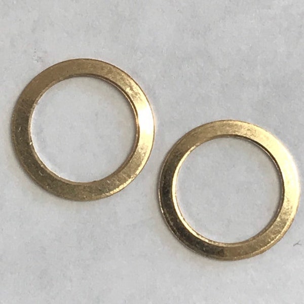 2 Gold Filled Hammered Circle Connectors 12.8mm Ear Wire Hoops 24 gauge Minimalist Round Pendant links or Lariats - Silver Supplies L38