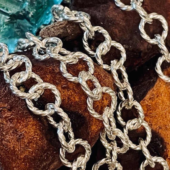 8mm Fine Silver Shiny Chain .999 - Handcrafted Twisted Links - Sold by the inch - Karen Hill Tribe - EXTRA LARGE - Heavy Duty - Thick CH79