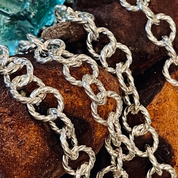 8mm Fine Silver Shiny Chain .999 - Handcrafted Twisted Links - Sold by the inch - Karen Hill Tribe - EXTRA LARGE - Heavy Duty - Thick CH79