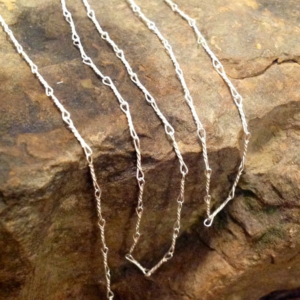 Artisan Sterling Silver Chain - Handcrafted Look -  Tiny Twisted Links - Legacy Silver Supplies - Sold by the Foot - CH35