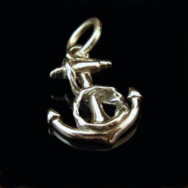 Sterling Silver Anchor Charm - 1 Nautical Boat Charm - 15mm Rope Wrapped Anchor - Jewelry Pendant - Dangle - Legacy Silver Supplies C413
