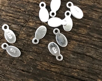 Sterling Silver 925 Hallmark Charms - Small Oval Tags  - Perfect for Charm Bracelet and Nape Charms 6.2mm  Legacy Silver Supplies C253/a/b