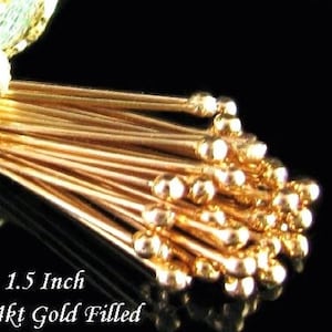 Gold Filled Nietstifte mit Kugelende - 3,5 cm - 24 Gauge - 20 oder 50 Stück - 37 mm - Edelmetall Nietstifte - Pins Legacy Silver Zubehör HB5