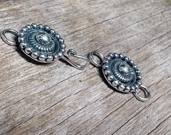 Uptown Girl Clasp - 11mm Round Medallion - Refined and Chic Sterling Silver Hook and Eye Clasp Set 38.3m long  Oakhill Silver Supply T36