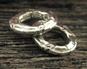 2 stora hängringar i sterlingsilver - hantverksmässigt rustikt bohemiskt ÖPPET 10,8 mm - 12 gauge organiska ovala kopplingslänkar - Legacy Silver Supplies AC150