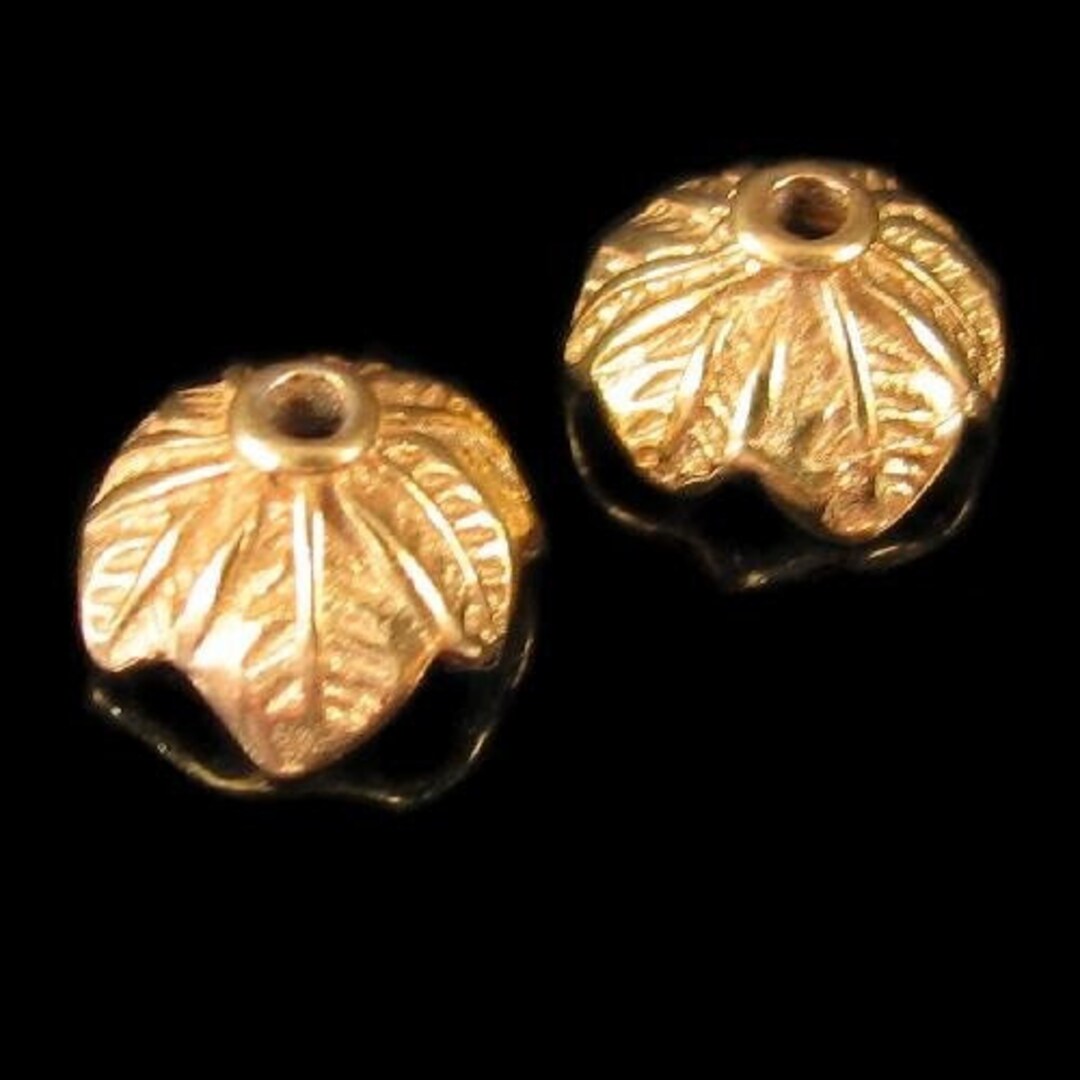 24kt Vermeil Gold Fancy Leaf Bead Caps 2 Pcs Crafted by Bali Artisans