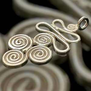 Large Karen Hill Tribe Fine Silver Spiral Dangle - Pendants - Charms - Chandeliers - Dangles 32.11mm x 16.49mm - Legacy Silver Supplies C161