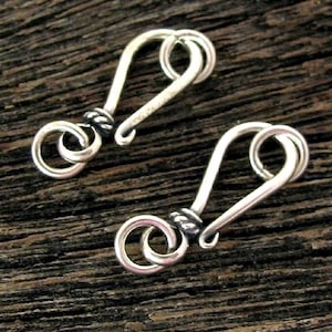 Best Seller!  Sterling Silver Hook and Eye Clasps - Classic Bali Closures 18mm long - Legacy Silver Supplies T37/a