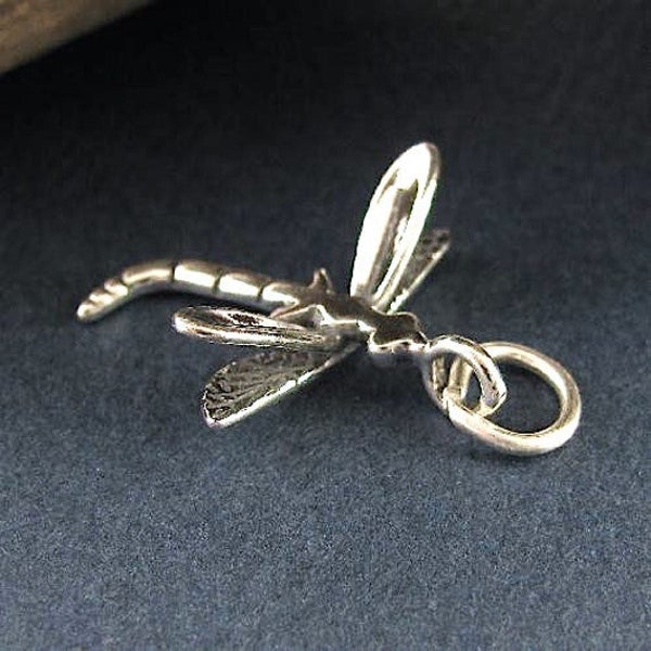 Sterling Silver Dragonfly Pendant - Odonata - Double Winged Blue Dragonfly Charm - Hallmarked .925 - Legacy Silver Supplies C423/N