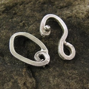Rustic Hook and Eye Clasp - Chunky Sterling Silver Jewelry Closure - Boho Large and Handcrafted - Legacy Silver Supplies AC27