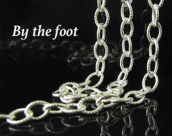 SALE - 10% off Thick Sterling Silver Cable Chain - Textured -  Large Link -Sold by the FOOT  CH12