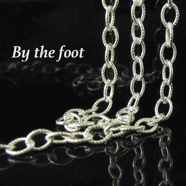 SALE - 10% off Thick Sterling Silver Cable Chain - Textured -  Large Link -Sold by the FOOT  CH12