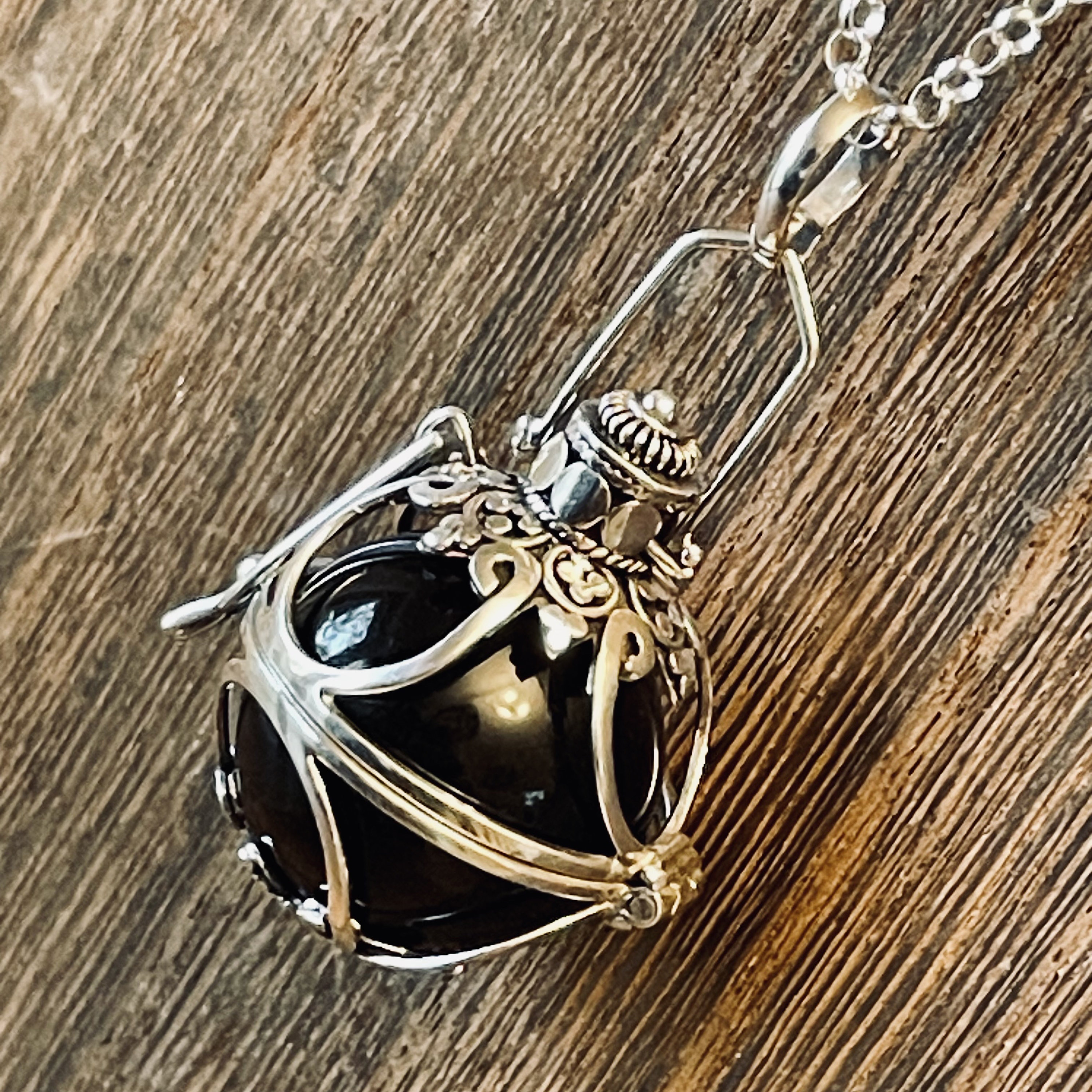 ブレスレット LESS IS MORE onyx ball necklace Harmony Dream Ball Sterling Silver Pendant With Black Onyx