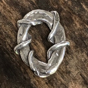 1 Sterling Silver Rustic Oval Connector - Wrapped 17.6mm x 14.3mm Boho Link - Pendants - Y Necklace Lariat - Legacy Silver Supplies AC245