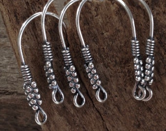 Ganchos de prata esterlina para brincos - Mola oxidada e pontos na frente destes brincos de calibre 20 - Ganchos rústicos boho - Legacy Silver E83/a