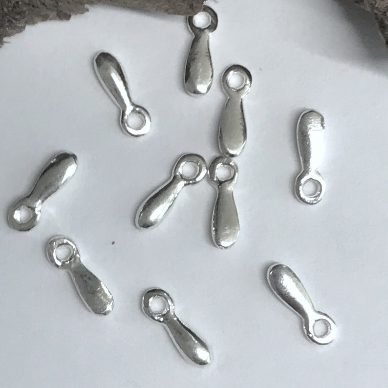 10 Sterling Silver Teardrop Charms Holiday Glitz Sparkly Drops Dangles or Baubles Small 8.5mm Add on Charms Oakhill Silver Legacy Z42 image 6