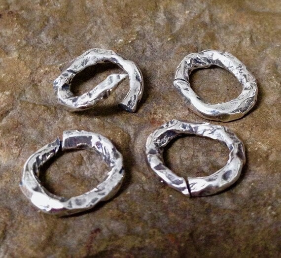 Small Textured Sterling Silver Open Jump Rings (set of eight