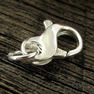Large STERLING SILVER Lobster Claw Clasp - Figure 8 Closure with Ring 14mm - Legacy Silver Supplies SP8/a