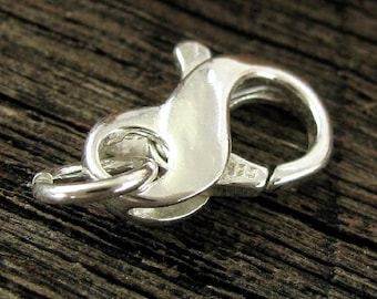 Large STERLING SILVER Lobster Claw Clasp - Figure 8 Closure  with Ring 14mm - Legacy Silver Supplies SP8/a