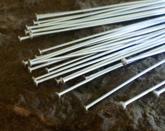 Sterling Silver Flat Headpins - 24 Gauge 2 Inch Headpins 25/50/100 pieces 24g - 50mm - Legacy Silver Supplies HP4/a/b