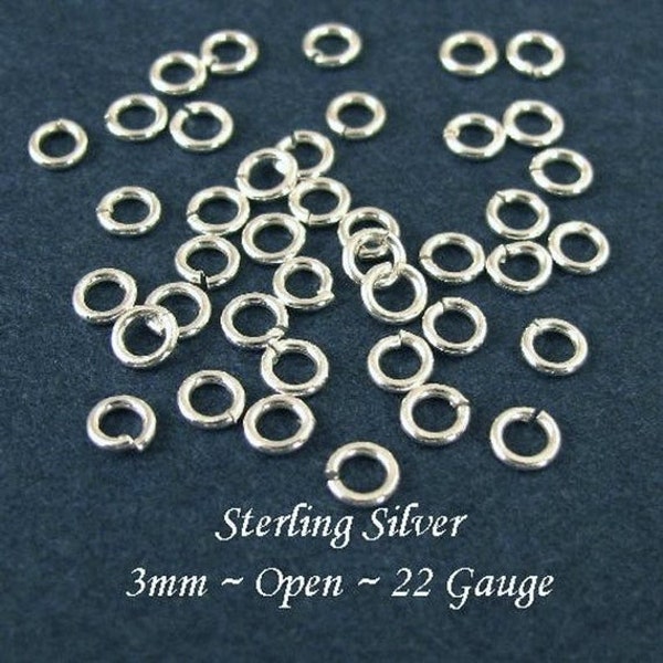 STERLING SILVER Jump Rings - 3mm - 22 Gauge - OPEN -  Small Links - Connectors - Legacy Silver Supplies JR20/JR20a/JR20b