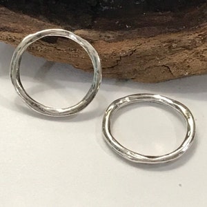Sterling Silver Links  - Round Rustic Rings - Boho Jewelry Components - Organic Textured Connectors 14mm Legacy Silver Supplies L92/a