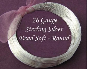 26 Gauge Sterling Silver Wire - Dead Soft - Round - Fine Thin Jewelry - Choose Your Length - Legacy Silver Supplies DS26S