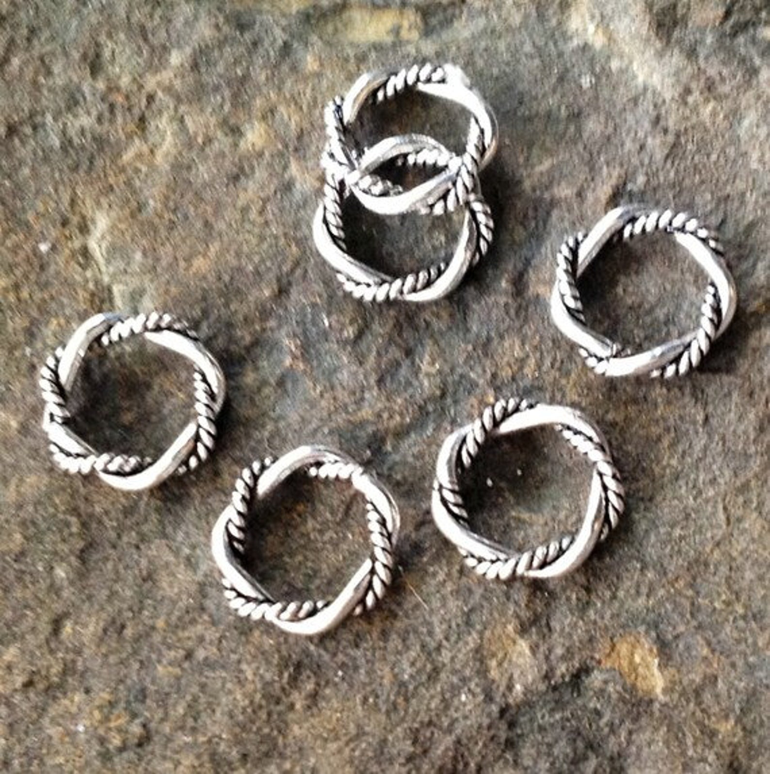 STERLING SILVER Twisted Jump Rings - 4 or 10 Double Wire - 7.8mm ...