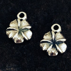 STERLING SILVER Flower Charms   - 2 Small Sweet Violets or Plumeria Floral Charms - Flower Dangle - Legacy Silver Supplies Z79