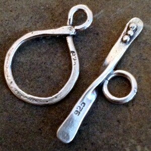1 or 3 Sterling Silver Toggle Clasp Sets - Dotted Rustic Oxidized Infinity Boho Rustic Jewelry Clasp Closure Clip - OakHill - T24/aa image 2
