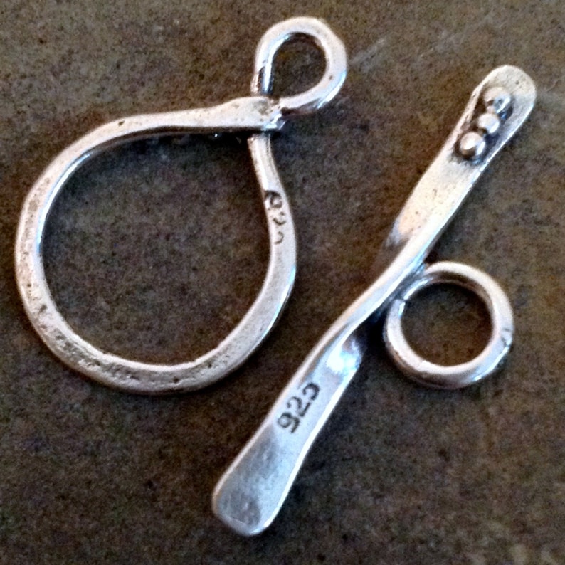 1 or 3 Sterling Silver Toggle Clasp Sets - Dotted Rustic Oxidized Infinity Boho Rustic Jewelry Clasp Closure Clip - OakHill - T24/aa image 2