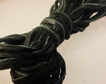 2mm Black Deer Hide Leather Cord - Genuine Leather - Thin Soft and Flexible Leather 4 yards - Legacy Silver Supplies 2mm Black DH 4Yds