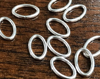 Sterling Silver Oval Jump Rings - 7.7mm x 4.9mm - 19 Gauge - OPEN - Connectors Links Bails Legacy Silver  JR22/JR22a