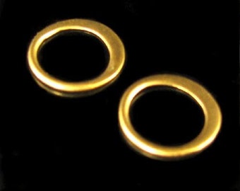 Vermeil Connectors - Small Round Artisan Circle Links in Satin Vermeil Gold - 9.5mm Half Hammered - Legacy Silver Supplies L57V/a