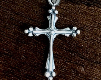 Sterling Silver Cross Charm - Fancy Cross Pendant with Granulated Ends - Cross Earring Dangles 22.3mm x 14.6mm  Legacy Silver Supplies C433