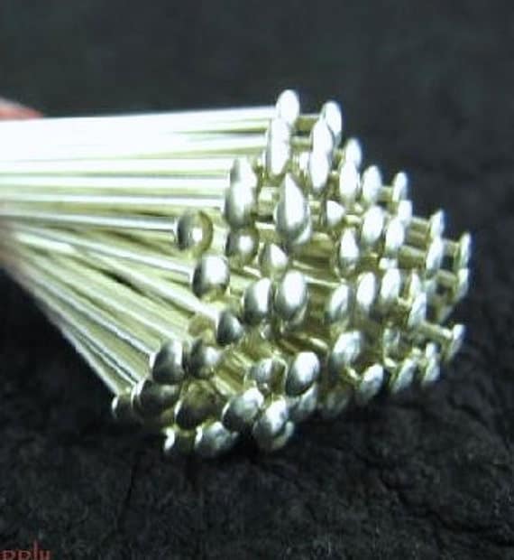 LQ Gemworks 100 Sterling Silver Head Pins - 26 Gauge, 2 Inch Length - Made In USA