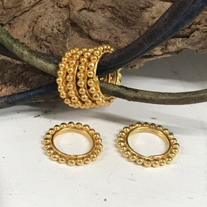 Vermeil Closed Jump Rings - Y or Floating Necklace Findings Large Hole 10.25mm Round Granulated Circle Links Earring Hoops -Supplies JR19/a
