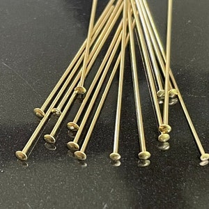 Gold Filled Head Pins 25 Beading Pins - 1.5 Inch - Jewelry Dangle Flat Pins - Head 1.6mm - GF Findings - 10 or 25 Legacy Silver HP12/a