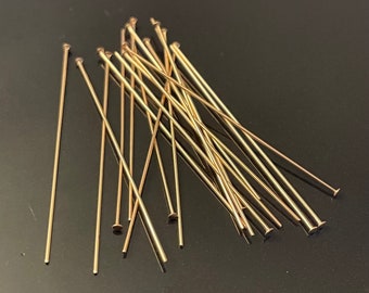 Clearance! Rose Gold Filled Head Pins 1.5 Inch 14kt GF Flat Head Pins - 24g - Legacy Silver Supplies S72