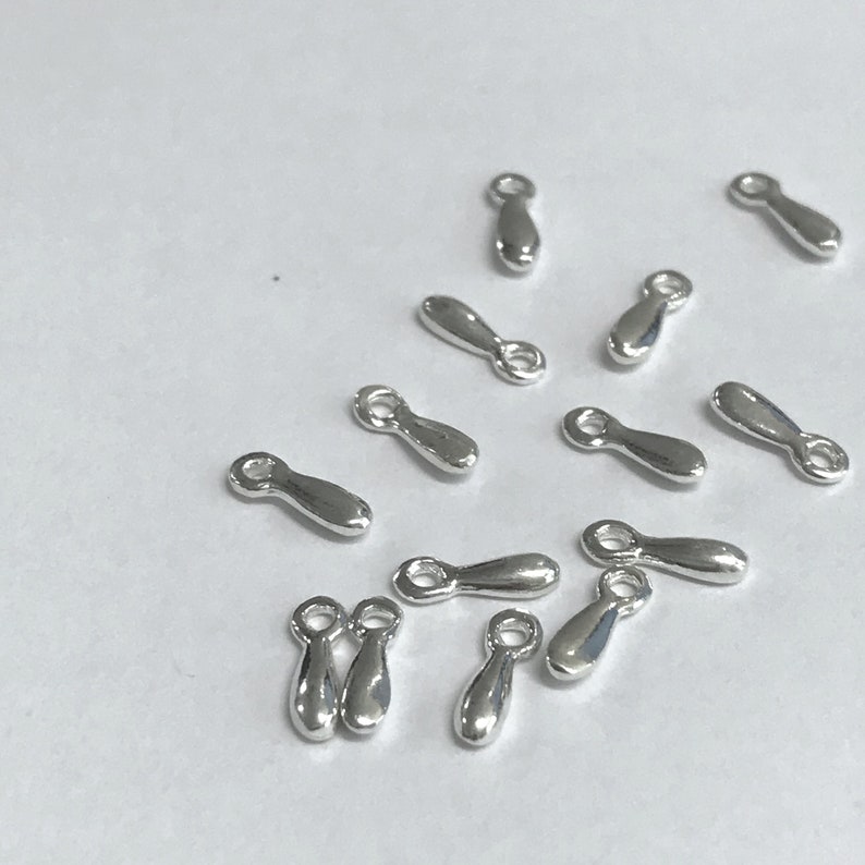 10 Sterling Silver Teardrop Charms Holiday Glitz Sparkly Drops Dangles or Baubles Small 8.5mm Add on Charms Oakhill Silver Legacy Z42 image 3