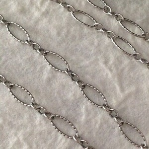 Srebrny oksydowany łańcuszek z teksturą - długi - krótki na stopę - OakhillSilverSupply - LegacySilverSupplies - CH15-ft