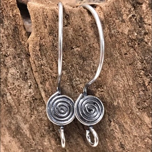 Sterling Silver Swirl Ear Wires - 1 or 3 Pair Oxidized Spiral Tip on Classic Hook - Oakhill Silver Supply Legacy E62/a