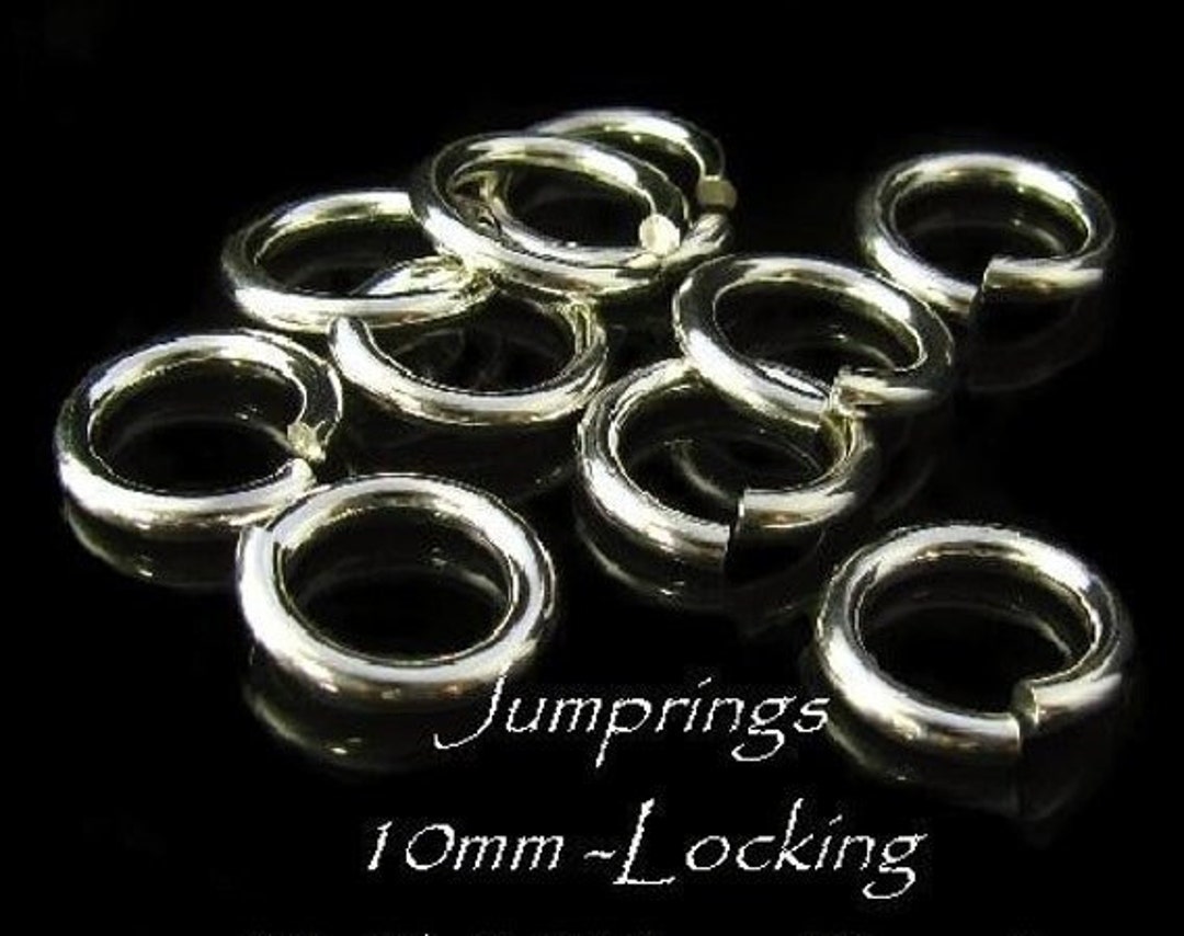 10mm Sterling Silver Jump Rings 14 Gauge Hardened Large Locking Jump