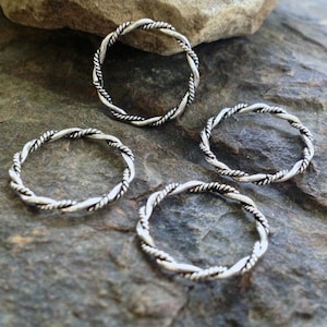 Sterling Silver Jump Rings 4 Round Double Twisted Closed Links - Connectors - Pendants - Hoops Oxidized - 15.2mm Legacy Silver Supplies L41