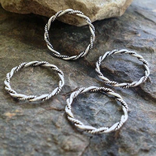 Sterling Silver Jump Rings 4 Round Double Twisted Closed Links - Connectors - Pendants - Hoops Oxidized - 15.2mm Oakhill Silver Supply  L41
