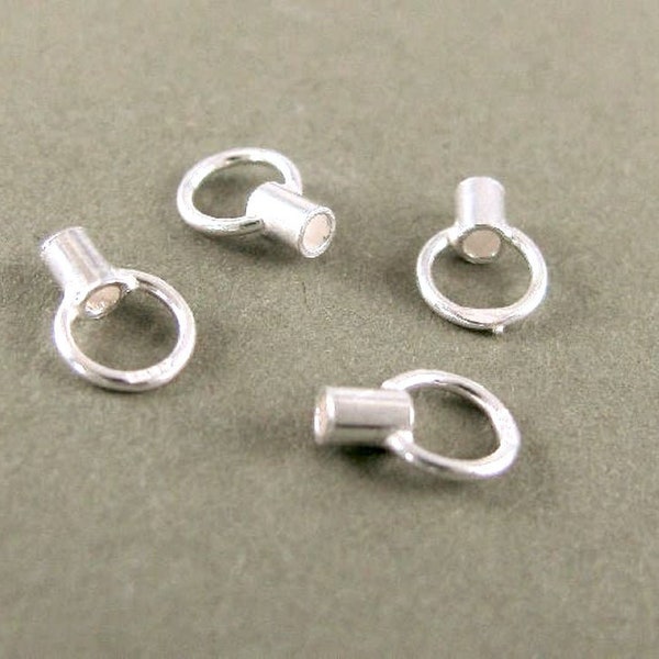 Sterling Silver End Caps - For 1mm Cord Crimp Tube Beads - 10 Simple Crimps with Closed Loop - Legacy Silver Supplies CR13